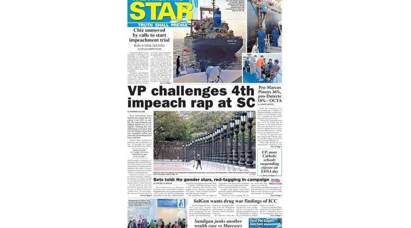 PAPER EDITIONS | 2.20.25–Thursday | VP challenges 4th impeach rap at SC