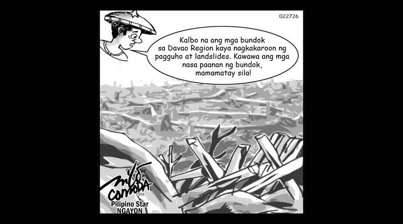 EDITORIAL CARTOONS:   Kalbong mga bundok, dahilan ng landslides | Pilipino Star Ngayon  
