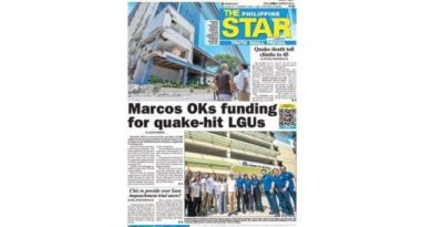 ASEANEWS PAPER EDITIONS | 6.11.26 THURSDAY |  Marcos OKs funding for quake-hit LGUs