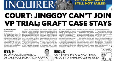 ASEANEWS HEADLINE-PAPER EDITIONS | 7.11.26  SATURDAY |  Court: Jinggoy can’t join VP impeachment trial; graft case stays