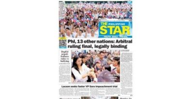 ASEANEWS HEADLINE-PAPER EDITIONS | 7.13.26 MONDAY |  Philippines, 13 other nations: Arbitral ruling final, legally binding