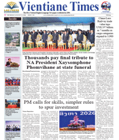 ASEANEWS HEADLINE-PAPER EDITIONS | 8.13.26 THURSDAY | VIENTIANE TIMES: Voice of the nation: celebrating 76 years of mass media and publishing
