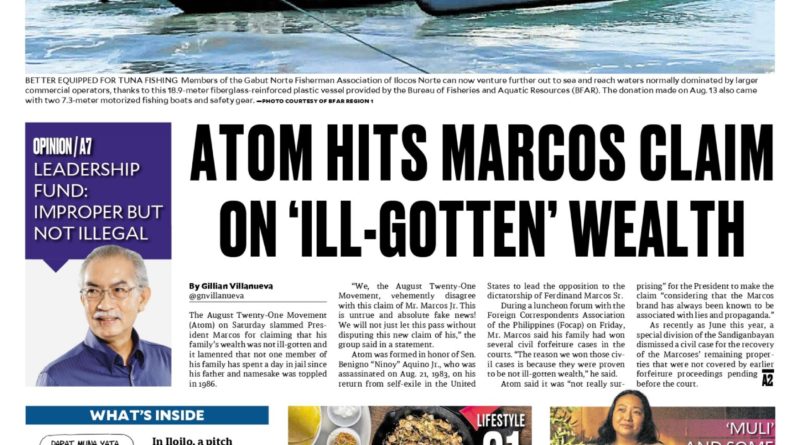 ASEANEWS HEADLINE-PAPER EDITIONS | 8.16.26 SUNDAY |  Atom hits Marcos for saying ‘ill-gotten’ wealth unproven