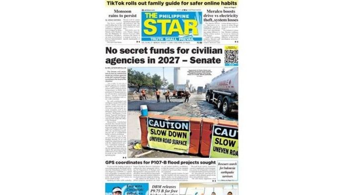 ASEANEWS HEADLINE-PAPER EDITIONS | 8.17.26 MONDAY |  No secret funds for civilian agencies in 2027 – Senate
