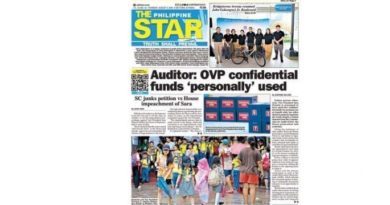 ASEANEWS HEADLINE-PAPER EDITIONS | 8.6.26 THURSDAY | Auditor: OVP confidential funds ‘personally’ used