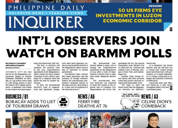 ASEANEWS HEADLINE-PAPER EDITIONS | 9.14.26 MONDAY |  Philippine Elections | Int’l observers join watch on BARMM polls