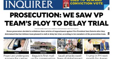 ASEANEWS HEADLINE-PAPER EDITIONS |10.15.26 THURSDAY |  Prosecution: We saw VP team’s ploy to delay trial