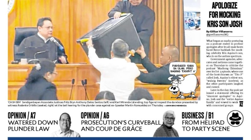 ASEANEWS HEADLINE-PAPER EDITIONS |10.16.26 FRIDAY |  Ex-Co aide: P1 billion brought to Romualdez’s house