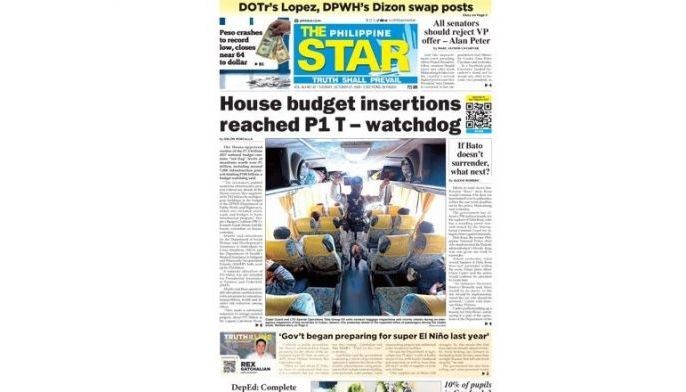 ASEANEWS HEADLINE-PAPER EDITIONS |10.27.26. TUESDAY |  House budget insertions reached P1 trillion – watchdog